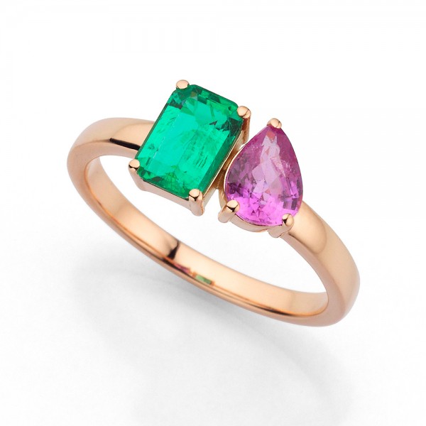 Meiller Color Ring Roségold, m. Saphir, Smaragd